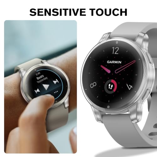 Protective Case with Screen Protector for Garmin Venu 2S / Vivoactive 4S - Black, Clear, Silver (3 Pack)