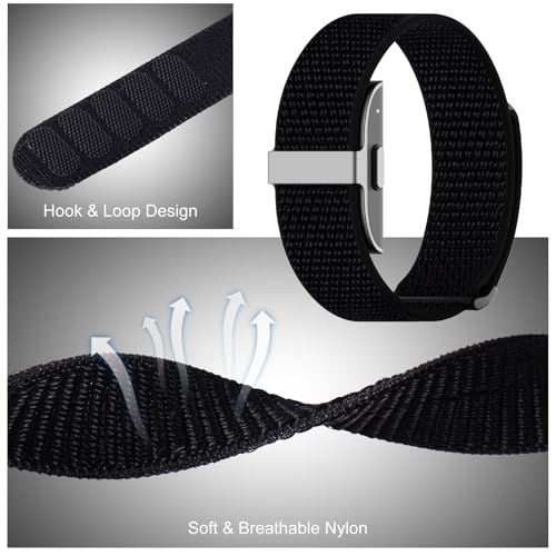 Hume Band Replacement Strap - Black Nylon Loop Sport Wristband