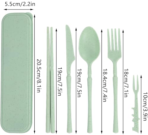 Eco-Friendly Reusable Travel Utensils Set - Green Case