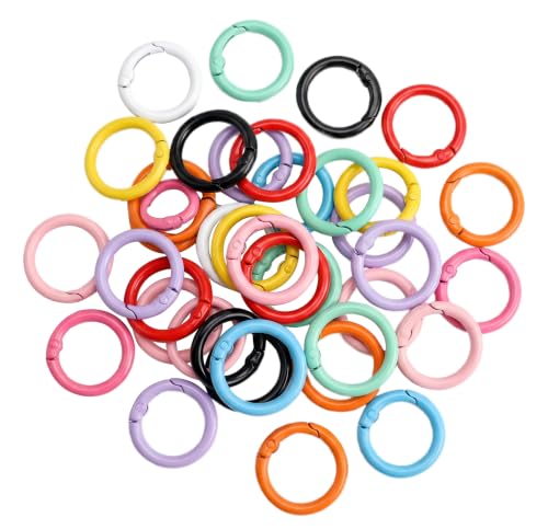 OVRUNS 30 PCS Random Colors Carabiner Keychain Clips Round Style - Keyring Bag Charm