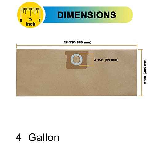 SpaceTent 3 Pack Vacuum Filter Bags compatible with Stanley and PorterCable 4 Gallon Wet Dry Vacuum, Part # 25-1238