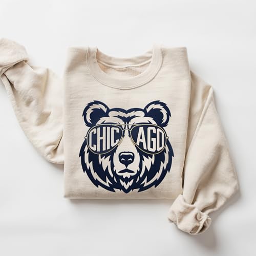 Chicago Bears Sweatshirt - Bold Bear Graphic, Small Sand