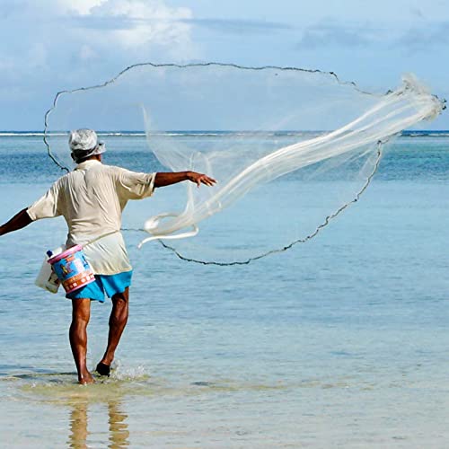6Ft Cast Fishing Net with 3/8 Inch Mesh and Metal Sinker - Handcrafted Bait Net