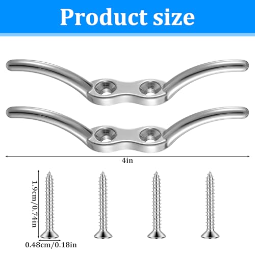 4 Inch Stainless Steel Dock Cleats - Heavy Duty Marine Hardware (2 Pcs)