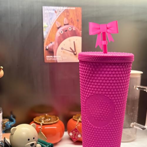 8mm Pink Bow Straw Cover Topper - Silicone Tumbler Accessories