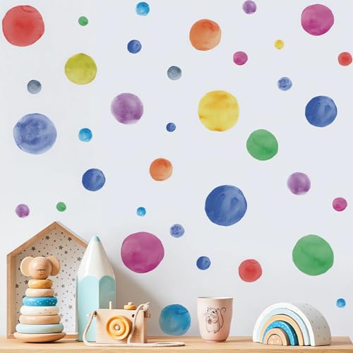 6 Sheets 123 Pcs Colorful Polka Dot Wall Stickers,sacinora Circle Rainbow Art DIY Wall Decals Removable Vinyl for Kids Baby Nursery Closet Refrigerator Children's Room Bedroom Home Decorations
