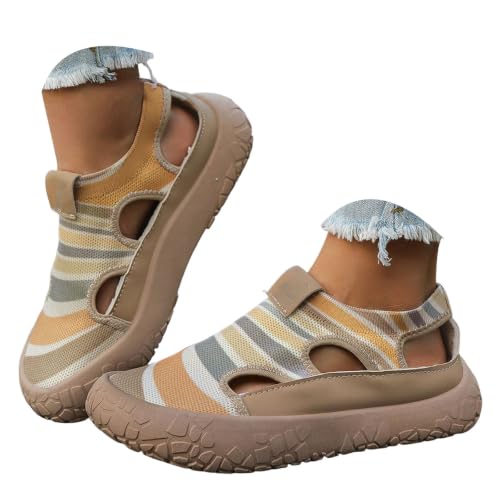 Chunky Platform Sneakers for Women - Khaki Wedge Walking Shoes