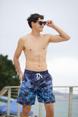 TUONROAD Men's 9 Inch Light Blue Swim Trunks 2-in-1 Quick Dry Board Shorts - 3X-Large