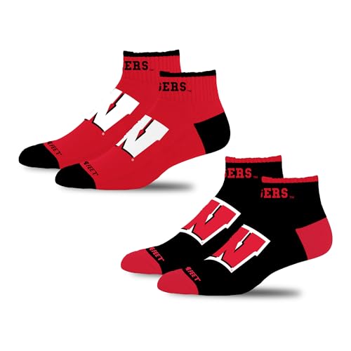 Youth Wisconsin Badgers Ankle Socks - Front and Center 2-Pack
