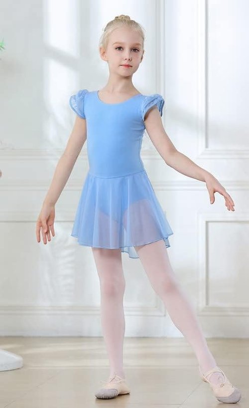 DIPUG Ballet Leotard for Girls - Flutter Sleeve Design with Criss-Cross Back | Toddler Size