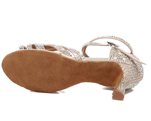 Minishion Nude 3" Heel Rhinestone Dance Shoes for Women - Wedding & Bridal Sandals