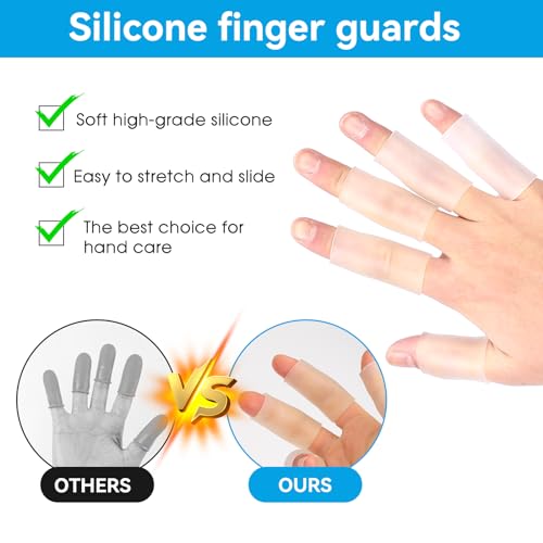 20 Pcs Silicone Finger Sleeve Protectors - Transparent Gel Covers