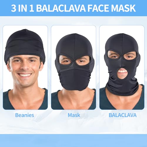 Thin Full Face Ski Mask Balaclava for Men & Women - Black