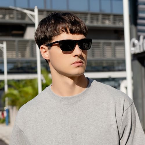 Polarized Sunglasses for Men - Rectangular Metal Frame with UV Protection