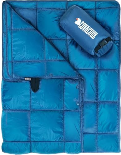 Covacure Blue Packable Down Alternative Camping Blanket 57x78"