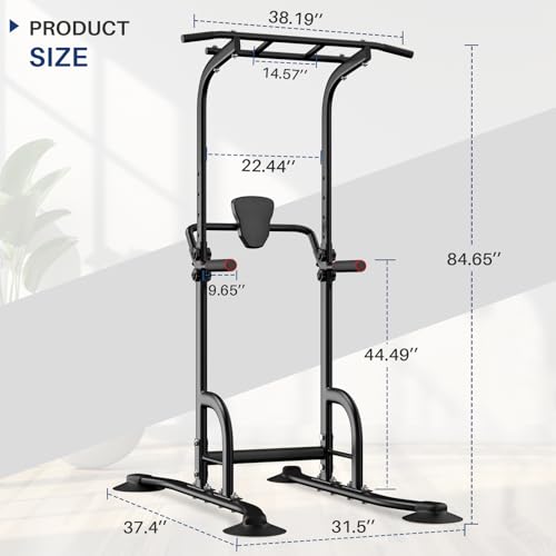 Power Tower Dip Station for Home Gym - Adjustable Height, Black-02