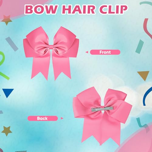 10 Inch Cheerleading Pom Poms with Hair Bow Set - Pink Classic