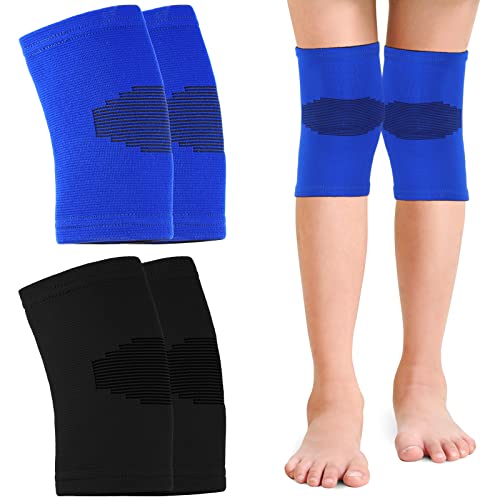 Kids Knee Brace Compression Sleeves - 2 Pairs, Small, Blue & Black