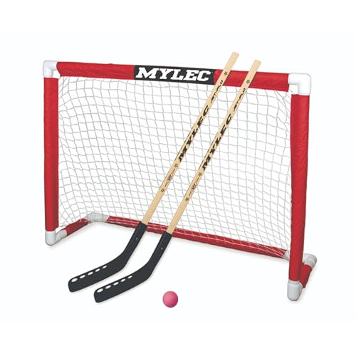 Deluxe Hockey Set with Goal, 2 Sticks & Soft Ball - Red/White