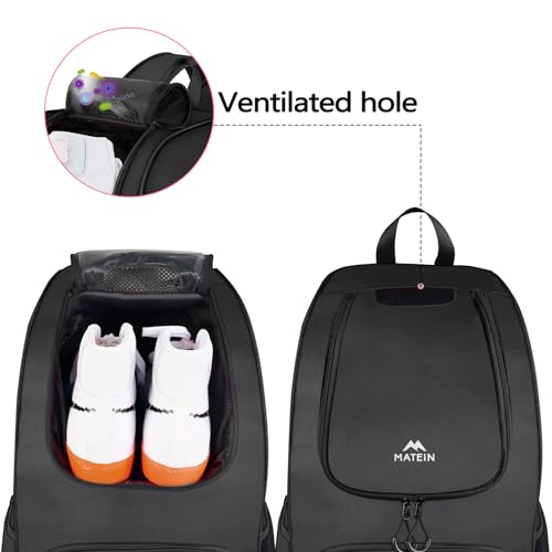 MATEIN Black Basketball Bag with Ball Holder & Shoe Compartment - Sports Backpack