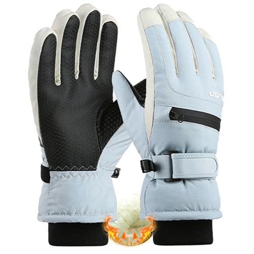 Kids Waterproof Winter Ski Gloves - Touchscreen Thermal Mittens - Blue