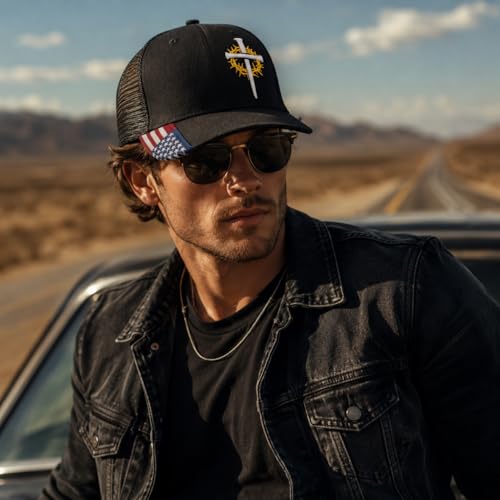 Christian Cross Baseball Cap for Men, One Size, Black | Onlydads