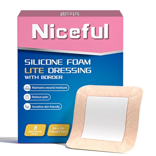 Silicone Foam Lite Dressing for Sensitive Skin 3"x3" (8 Count)–