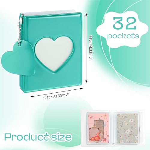 Mini Photocard Binder - Mint Green Heart Hollow Album with 32 Pockets