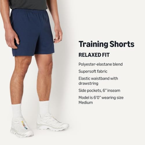 Amazon Essentials Men's Supersoft 6-Inch Relaxed-Fit Athletic Shorts - Medium Space Dye Navy