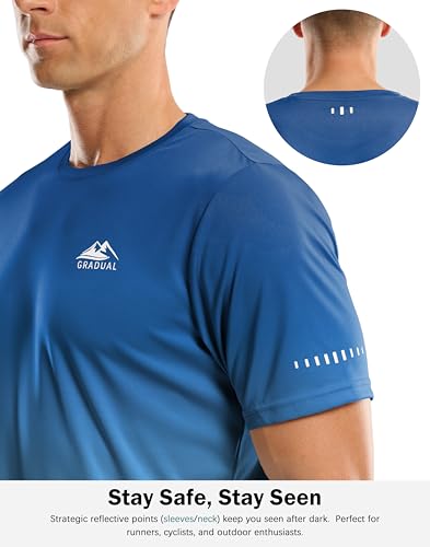 Men's UPF 50+ Sun Protection Rash Guard - 3X-Large Gradient Blue
