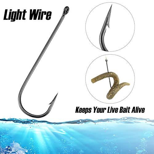 Aberdeen Fishing Hooks - 100 Pack Light Wire Worm Hooks #10