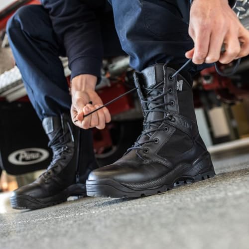 Men's Tactical Waterproof Patrol Boots - 8-Inch Side Zip - Black
