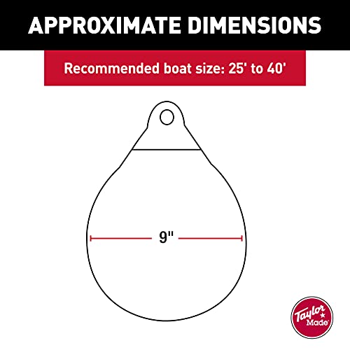 TaylorMade Tuff End 9" White Buoy – Marine-Grade Vinyl, 25-40 ft Boats, Tri-Valve