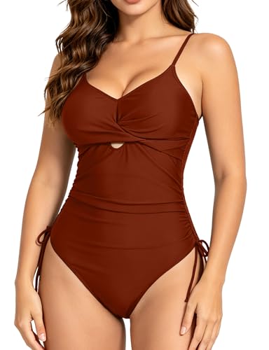 Womens One-Piece Swimsuit with Cut-Outs and Tummy Control - Cross V-Neck Bathing Suit 2026