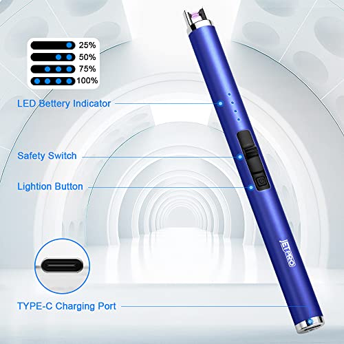 USB Rechargeable Candle Lighter - Electronic Arc Lighter, Windproof, Dark Blue
