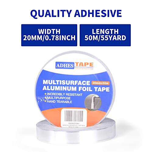 ADHES Foil Tape Aluminum Tape Heat Resistant Tape Metal Duct Tape, 0.78 inch x164 Feet, for HVAC, Repair Sealing and Insulation