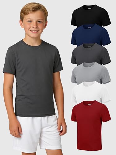 HXP Boys Mesh Athletic T-Shirts | Dry-Fit Youth Sports Tees (6 Pack)