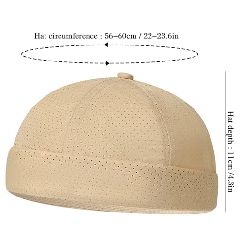 Breathable Mesh Beanie Cap for Men - Lightweight Khaki Docker Hat