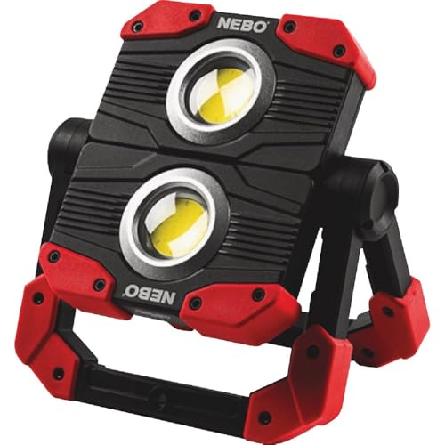 NEBO OMNI 2K Rechargeable Work Light - 2000 Lumens COB, 6 Modes, Magnetic Handles, Built-In Power Bank, Water Resistant, Portable Camping Lantern