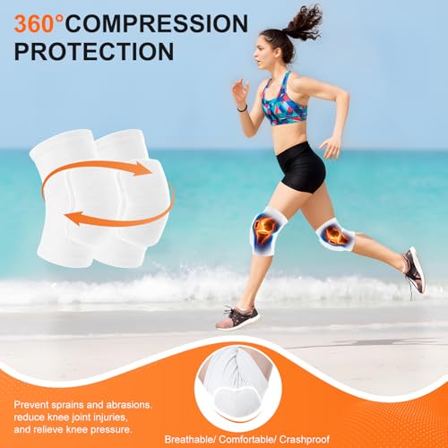 Volleyball Knee Pads - Protective Foam for Youth & Adults - White, Medium
