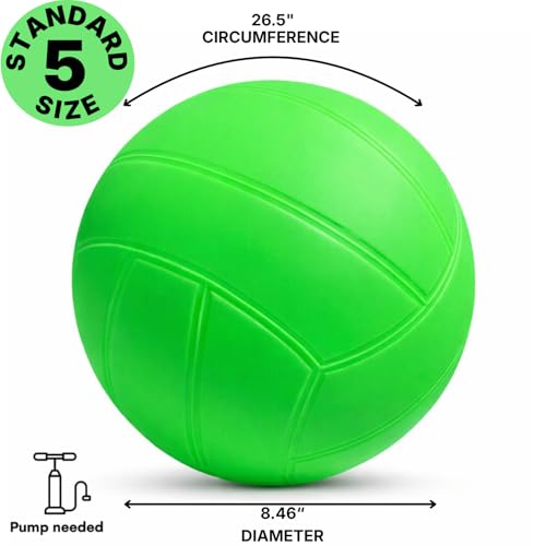 BAMMAX Green Soft Touch Waterproof Size 5 Pool Volleyball for Pool & Beach