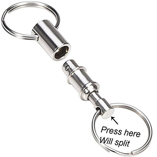 Detachable Quick Release Keychain Valet Key Holder - Stainless Steel