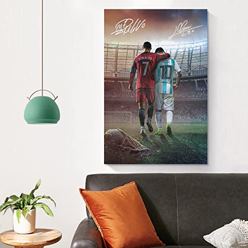 Messi Ronaldo Wall Art Canvas Print - 16x24 Inch