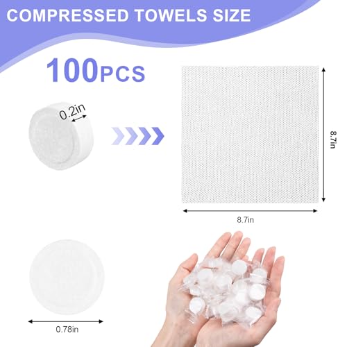 100PCS Disposable Compressed Towels - Portable Coin Paper Towels for Travel