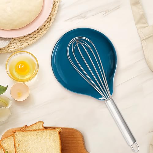 Ceramic Spoon Rest - 5 Inch Heat-Resistant Utensil Holder - Navy Blue