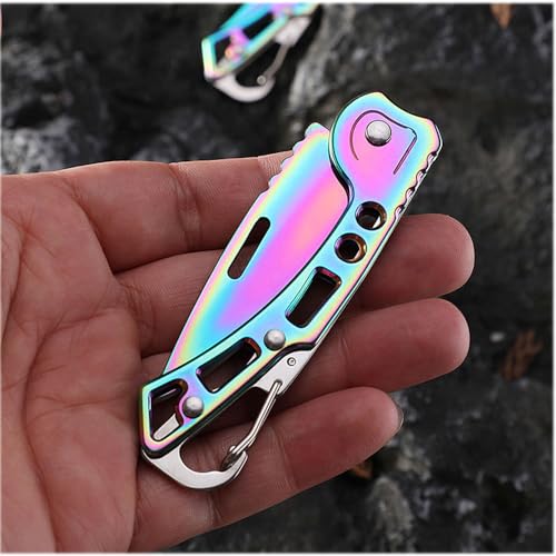 Multicolored Titanium Pocket Knife Set - 2 Pack with Key Ring