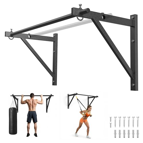 52” Wall Mounted Pull Up Bar - 500 lb Capacity, Adjustable Depth