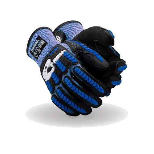 Magid Glove & Safety T-REX Flex Series ANSI A6 AeroDex Shell Impact Glove, 1 Pair, NitriX Coated Palm, Size 9/L, Blue, TRX685
