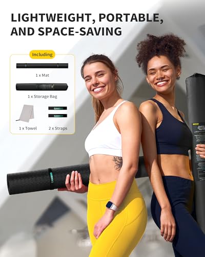 Large Yoga Mat 72''x48'' - Extra Thick Non-Slip TPE - Black 6mm
