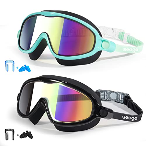 Kids Swim Goggles 2 Pack - Anti-Fog UV Protection, 180° View